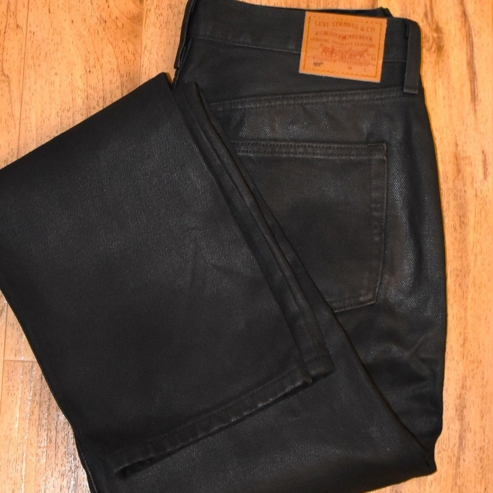 Levi's 501 Original Jeans Womens 29 Black NEW Wax Coated High Rise Straight Leg